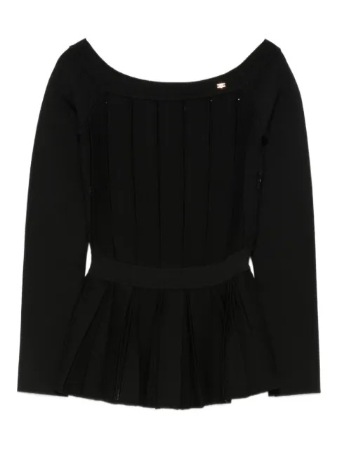Elisabetta Franchi pleated-panel boat-neck sweater Black MK92S56E2