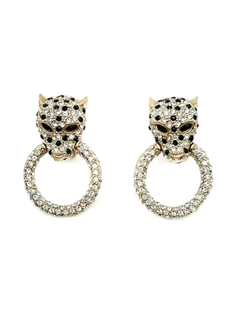 Jennifer Gibson Jewellery 1990s Butler & Wilson Big Cat crystal earrings Gold JGJBWCATERG