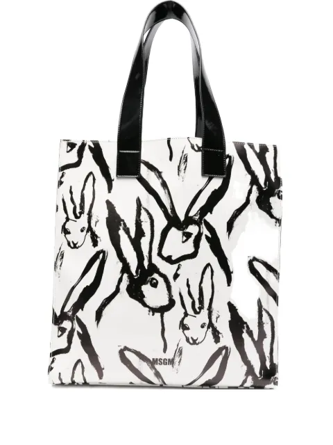 MSGM rabbit-print tote bag White 3941MDZ10345