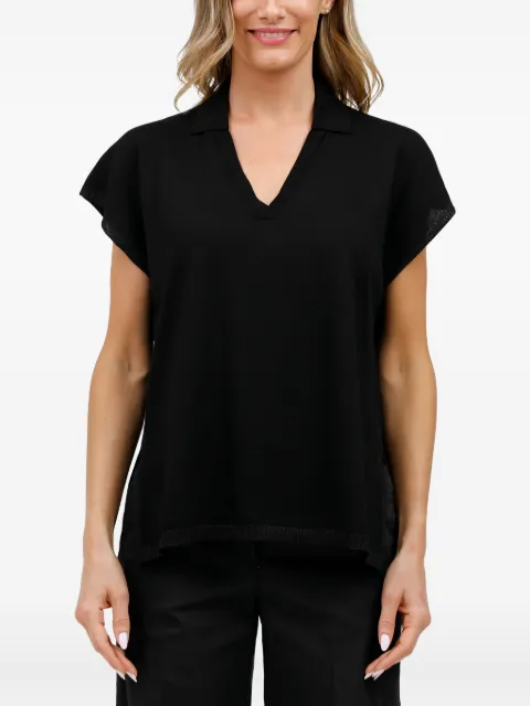 Gran Sasso V-neck short-sleeve knit top Black 5726914069