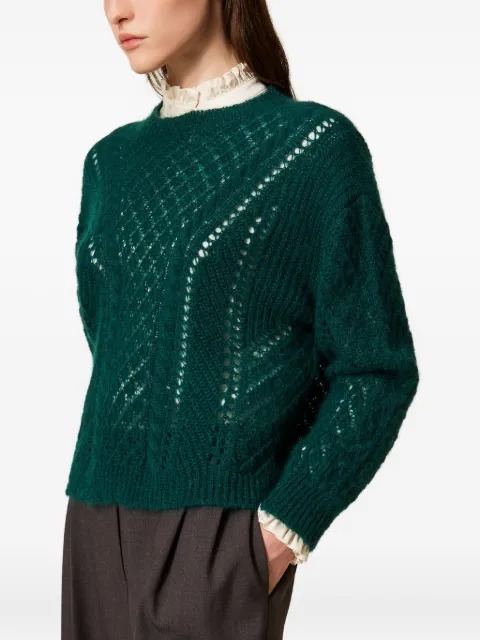 TWINSET open-work cable-knit jumper Green 252TT3201