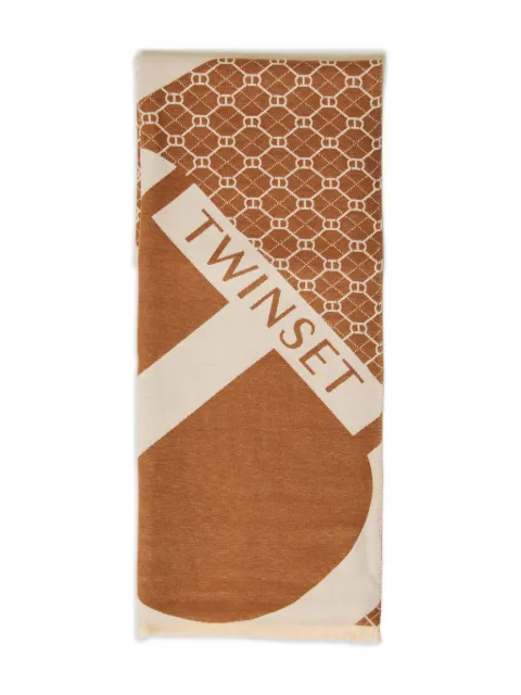TWINSET logo-pattern scarf Brown 252TO5060