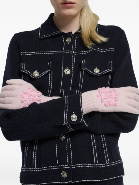 Barrie cashmere flower-embellished gloves Pink C299877
