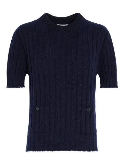Barrie ribbed-knit T-shirt Blue C303723