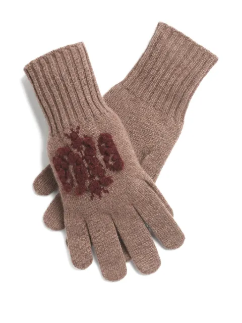 Barrie embroidered cashmere gloves Brown C299877