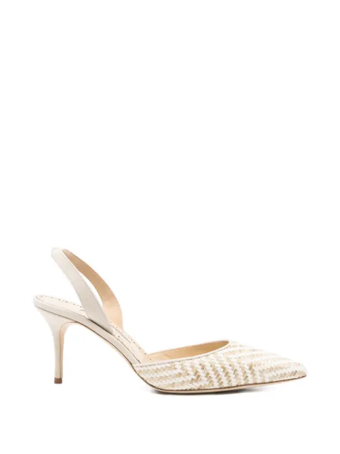 Manolo Blahnik Carolyne woven-raffia slingback pumps Neutrals 1263125