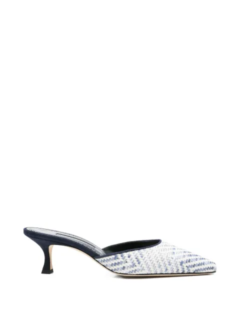 Manolo Blahnik Carolynemu raffia mules White 1263126