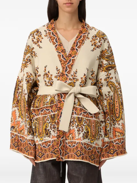 ETRO paisley-patterned belted cardigan Neutrals WRKP0003AQ204X0822X0822