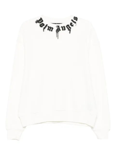 Palm Angels logo-print cotton sweatshirt White PMBA08HF25FLE003