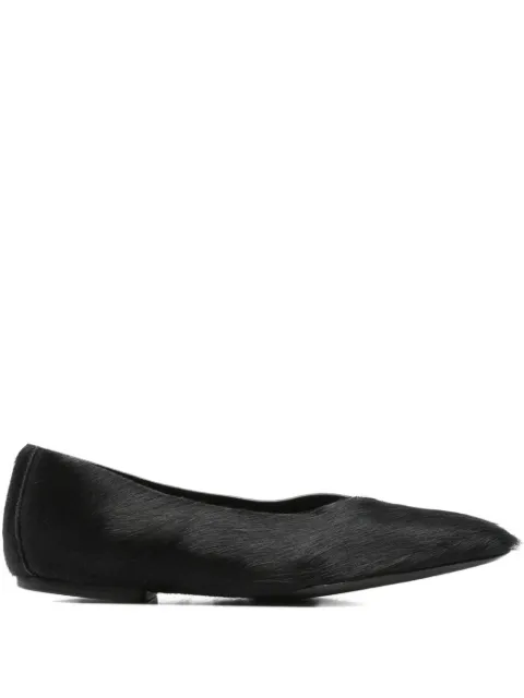 Rick Owens square-toe calf-hair ballet flats Black RP02E4860LHL