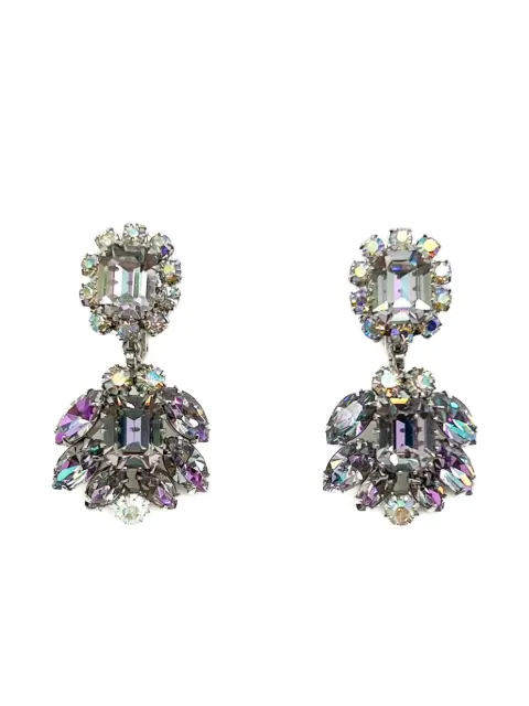 Jennifer Gibson Jewellery 1950s Vendome Amethyst Aurora Borealis drop earrings Silver JGJVENDOMERG