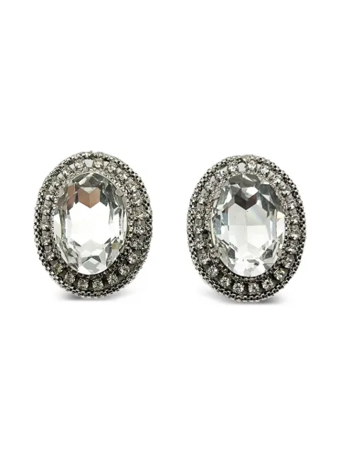 Jennifer Gibson Jewellery 1980s Statement Crystal Headlamp earrings Silver JGJHEADLAMPERG