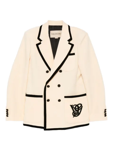 Valentino Garavani double-breasted embroidered blazer Neutrals VCEI80AM2