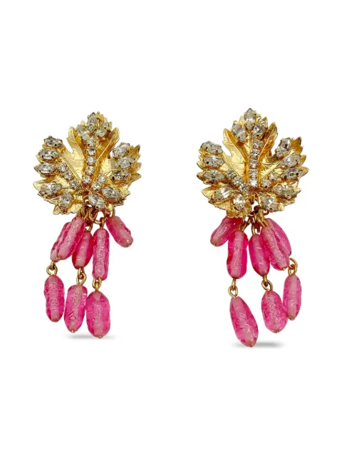 Christian Dior Pre-Owned 1970s leaf-shaped crystal earrings Gold DIORREDTASSERG