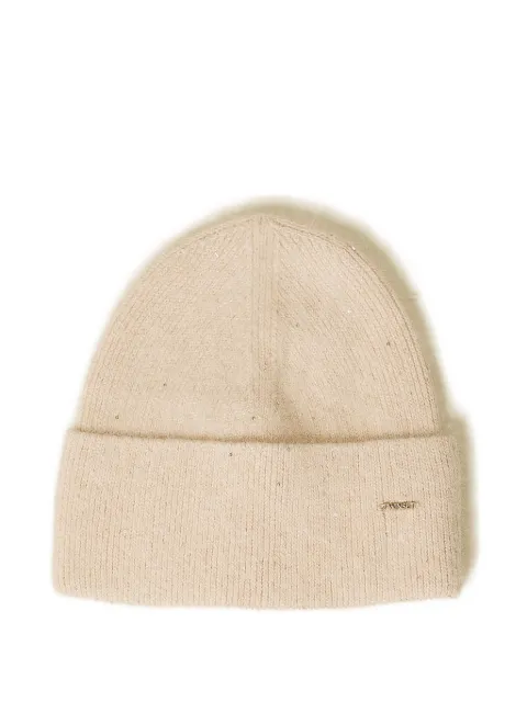 TWINSET logo-plaqe beanie hat Neutrals 252TA426B