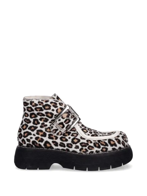 MSGM buckle leopard-print ankle boots Neutrals 3941MDS857936