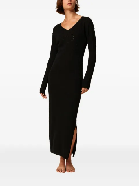 TWINSET V-neck textured knit dress Black 252TP3330