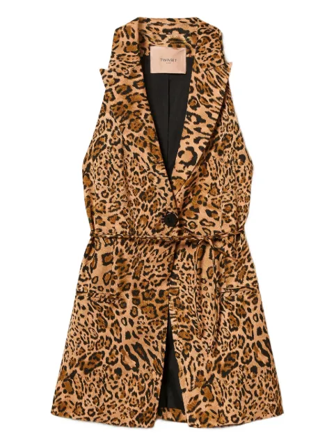 TWINSET leopard-print belted waistcoat Brown 252TP2473
