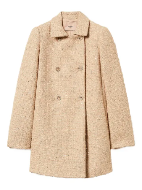 TWINSET sequin-embellished bouclé coat Neutrals 252TP2141