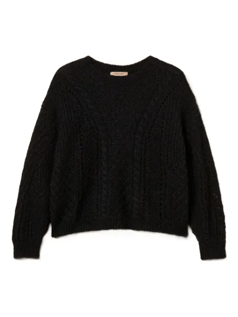 TWINSET openwork wool-blend sweater Black 252TT3201