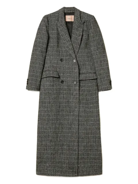 TWINSET checked-print double-breasted coat Black 252TT2041