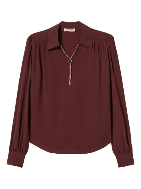 TWINSET chain-embellished gathered blouse Red 252TP2291
