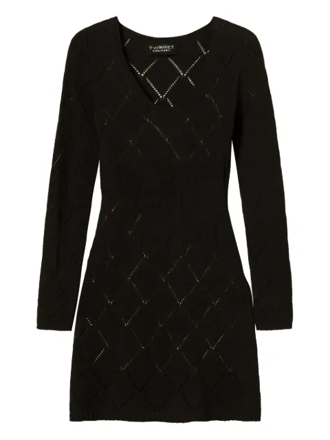 TWINSET diamond-pattern long-sleeve mini dress Black 252TP3471