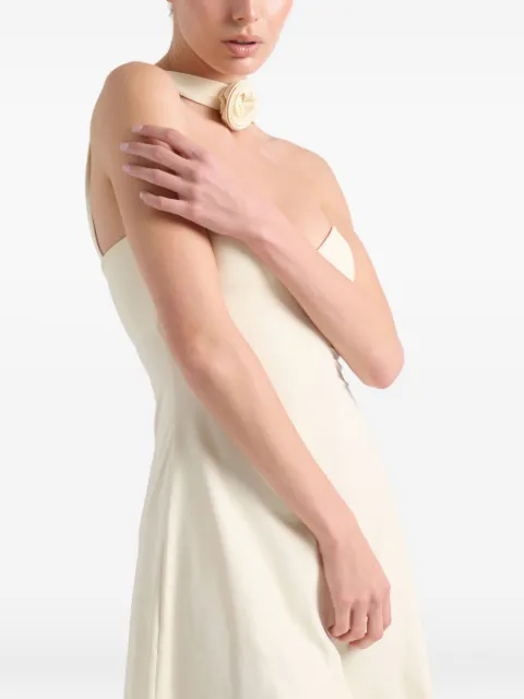 La Reveche Arya rose-embellished halter-neck mini dress Neutrals ARYADRESS