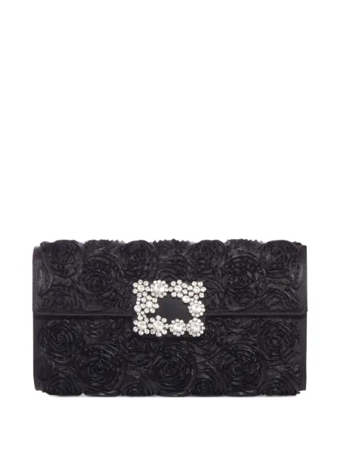 Roger Vivier Efflorescence crystal-buckle clutch bag Black RBWAMFDN200RS0