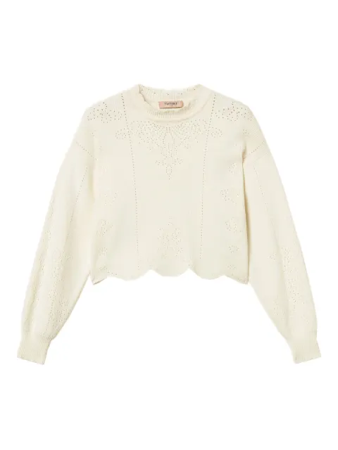 TWINSET scallop-hem cropped jumper White 252TT3210