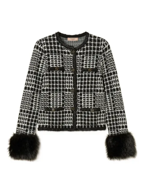TWINSET checked faux fur-trim jacket Black 252TT3040