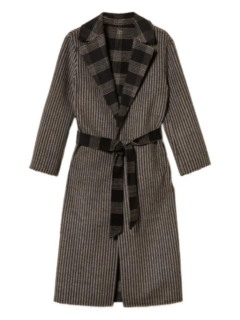 TWINSET striped-pattern reversible-design coat Black 252TP2080