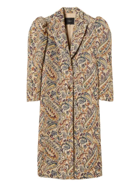 TWINSET puff-sleeve paisley coat Neutrals 252TS2372