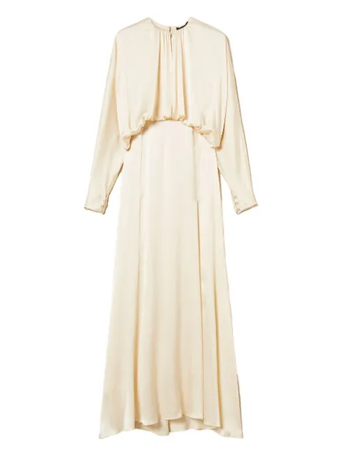 TWINSET gathered-bodice satin long dress Neutrals 252TS2200