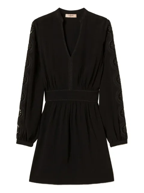 TWINSET embroidered V-neck mini dress Black 252TP2150
