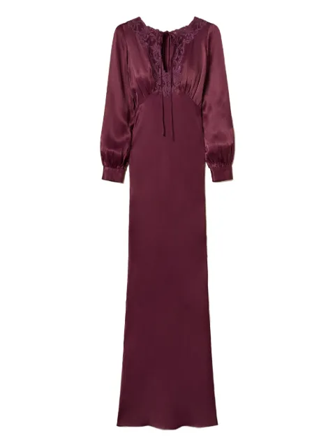 TWINSET lace-insert satin maxi dress Red 252TT2244