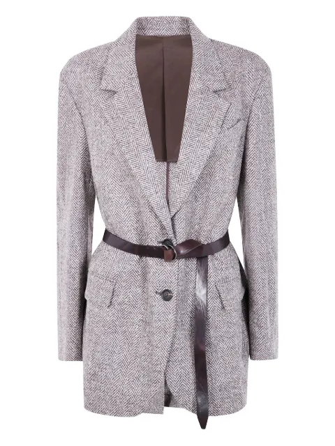 Brunello Cucinelli herringbone belted jacket Brown MG5297599C136