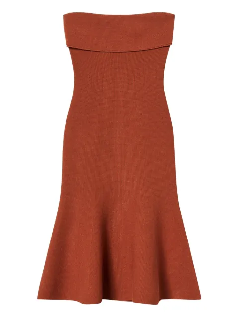 TWINSET strapless flared midi dress Brown 252TP3410