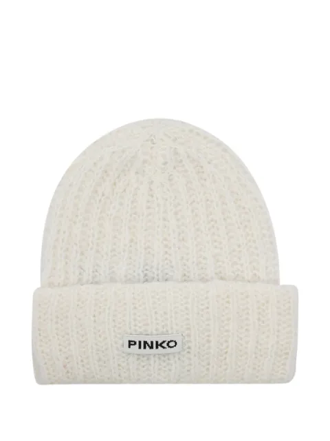 PINKO logo-patch beanie hat White 105989A2Z2