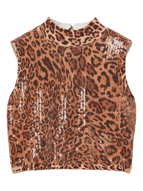 TWINSET leopard-print sequin-embellished top Brown 252TP3612