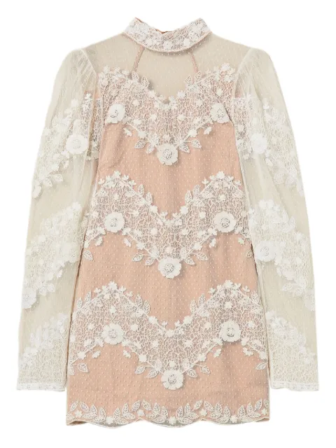 TWINSET floral-lace tulle mini dress White 252TS2232