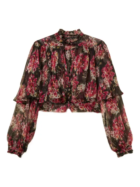 TWINSET floral ruffled tie-neck shirt Pink 252TS2351