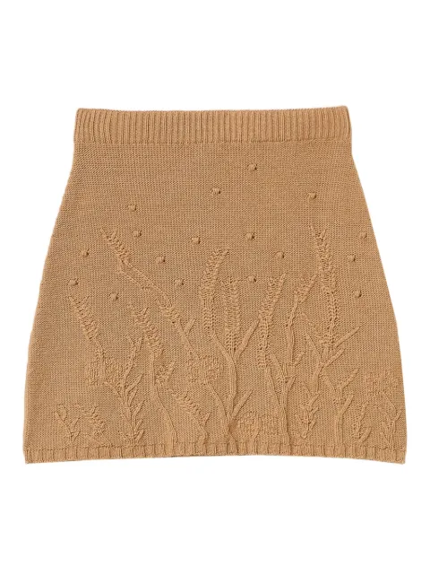 TWINSET floral-embroidered knitted mini skirt Brown 252TP3334