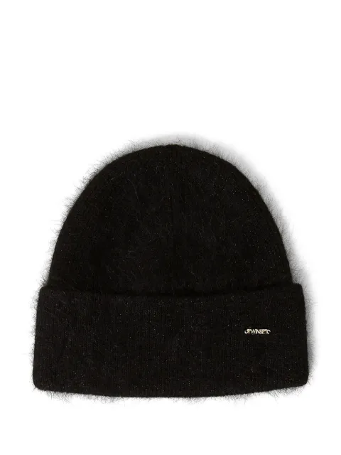 TWINSET logo-plaque beanie Black 252TA426B