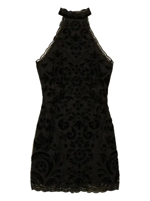 TWINSET halter-neck embroidered mini dress Black 252TT2091