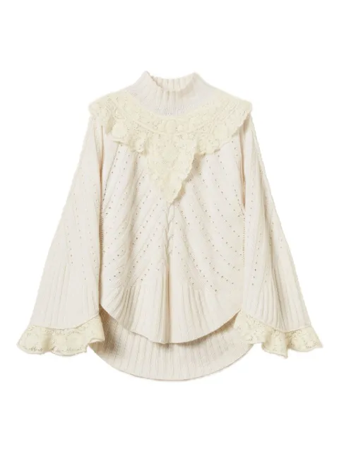 TWINSET crochet-panel jumper Neutrals 252TS3353