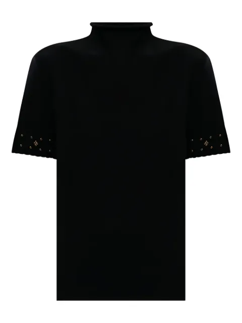 TWINSET mock-neck embellished T-shirt Black 252TP3274