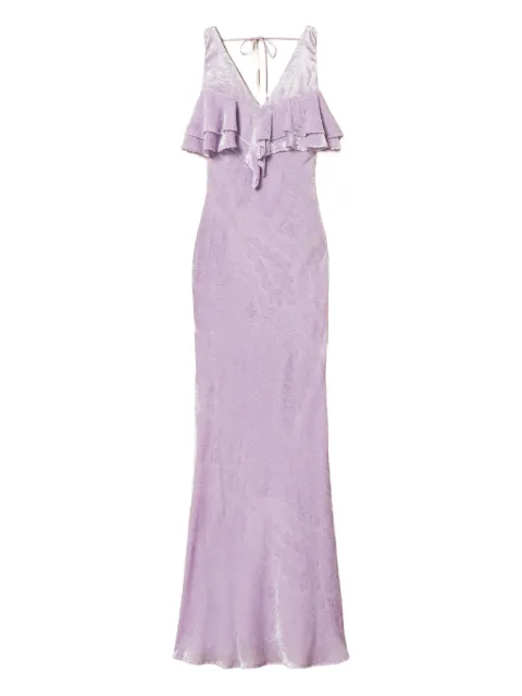 TWINSET maxi ruffled velvet dress Purple 252TS2321