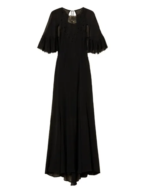 TWINSET embroidered georgette maxi dress Black 252TS2293