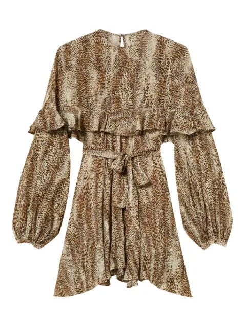 TWINSET ruffle-detail animal-print dress Brown 252TT2350